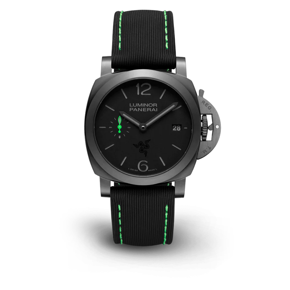 Panerai Quaranta Razer Stainless Steel 40 MM - Black Leather Strap - Black Dial - PAM01353