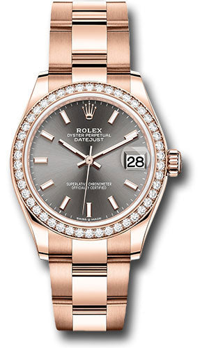 Rolex Everose Gold Datejust - 31 MM - Oyster Bracelet - Diamond Bezel - Rhodium Index Dial -278285RBR dkrhio