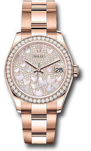 Rolex Everose Gold Datejust - 31 MM - Oyster Bracelet - Diamond Bezel -Diamond Paved Butterfly Dial -278285RBR pmopbo