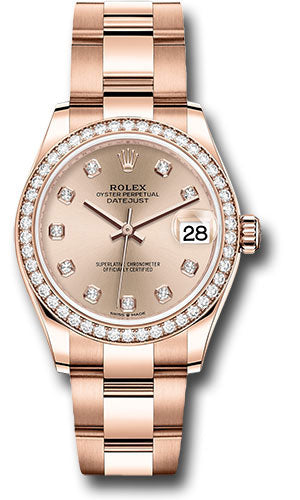 Rolex Everose Gold Datejust - 31 MM - Oyster Bracelet - Diamond Bezel -Rosé Diamond Dial -278285RBR rsdo