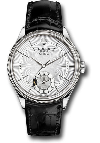 Rolex White Gold Cellini Date Watch - 39 MM - Leather Strap - White Dial - 50529 sbk