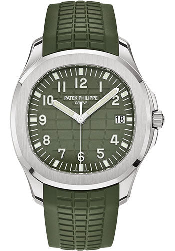 Patek Philippe Aquanaut 18ct White Gold 42.2MM - Green Rubber Strap - Khaki Green Embossed Dial - 5168G-010 nyc watcher nyc watches