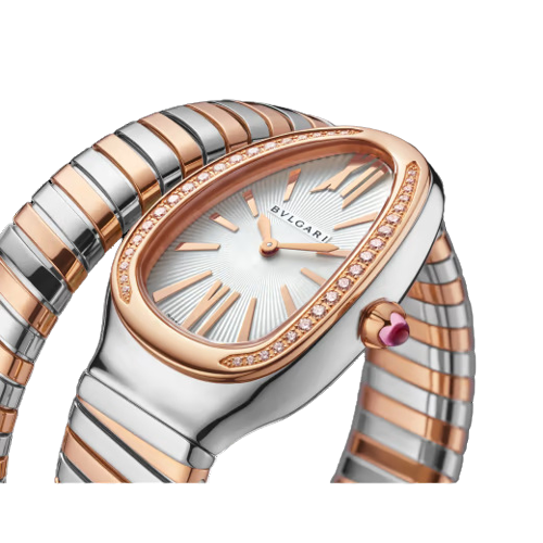 Bvlgari Serpenti Tubogas - 35 MM - Steel and Rose Gold - Silver Dial - 102237 nyc watcher nyc watches