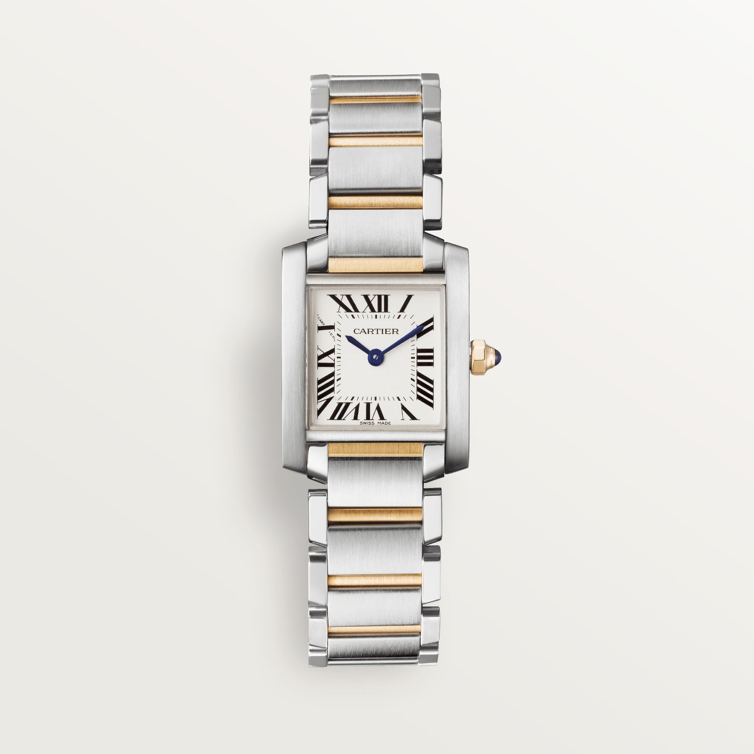 Cartier Tank Stainless Steel (Small Model) 25 MM - Stainless Steel and Yellow Gold Bracelet - Stainless Steel Bezel - Silver Dial - W51007Q4