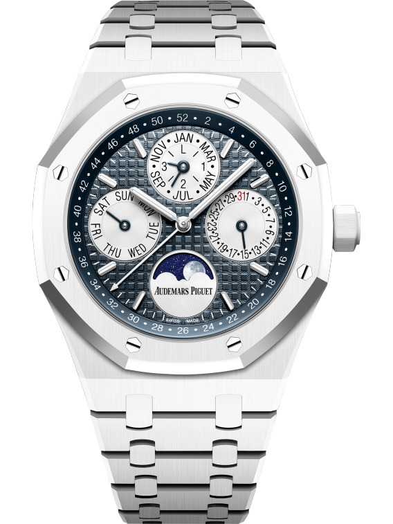Audemars Piguet - Royal Oak - Perpetual Calendar and Moonphase - 41 MM - White Ceramic - 26579CB.OO.1225CB.01 nyc watcher nyc watches