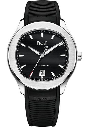 Piaget Polo - Stainless Steel 42 MM - Black Leather Strap - Black Dial - Stainless Steel Bezel - G0A47014
