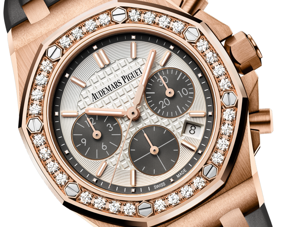 Audemars Piguet Royal Oak Offshore Pink Gold Selfwinding Chronograph 37 MM - Grey Rubber Strap - Silver Dial - 26231OR.ZZ.D003CA.01