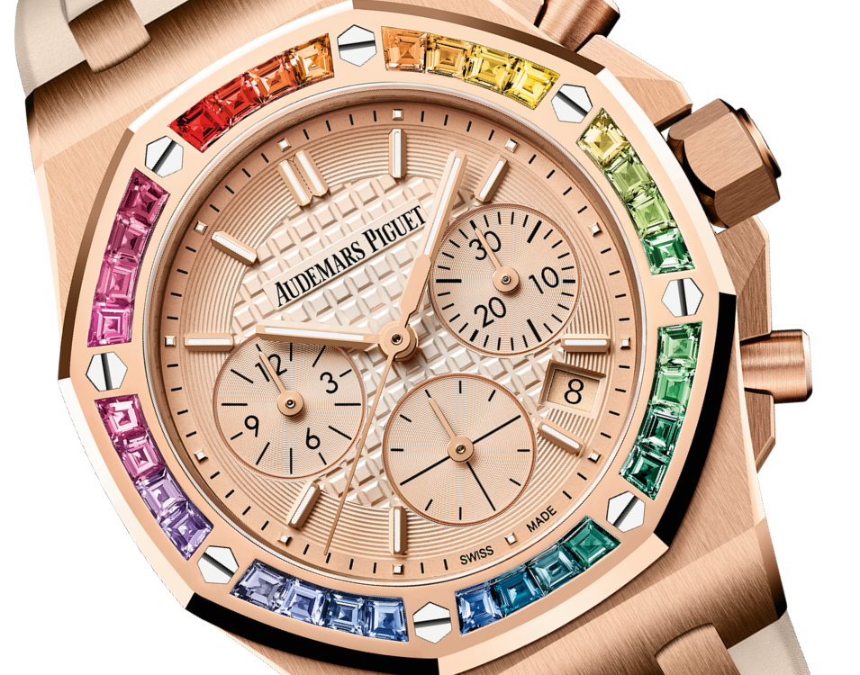 Audemars Piguet Royal Oak Offshore Pink Gold Selfwinding Chronograph 37 MM - Beige Rubber Strap - Pink Dial - 26236OR.YY.D085CA.01