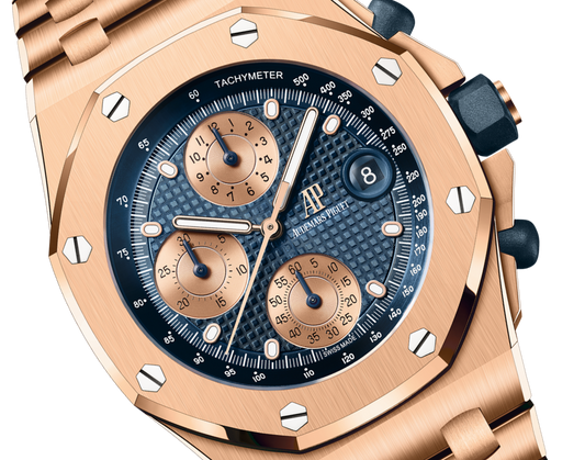 Audemars Piguet Royal Oak Offshore Pink Gold Selfwinding Chronograph 42 MM - Pink Gold Bracelet - Blue Dial - 26238OR.OO.2000OR.01