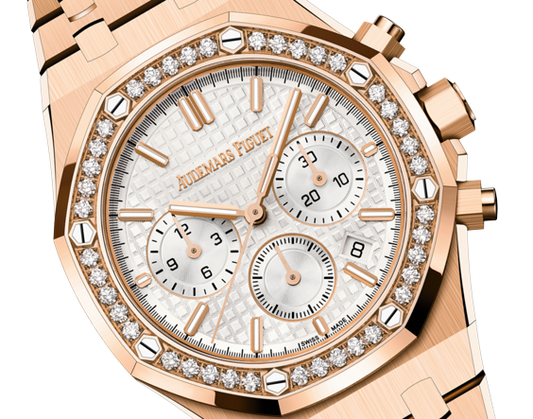 Audemars Piguet Royal Oak Pink Gold Selfwinding Chronograph 38 MM - Pink Gold Bracelet - Silver Dial - 26715OR.ZZ.1356OR.01