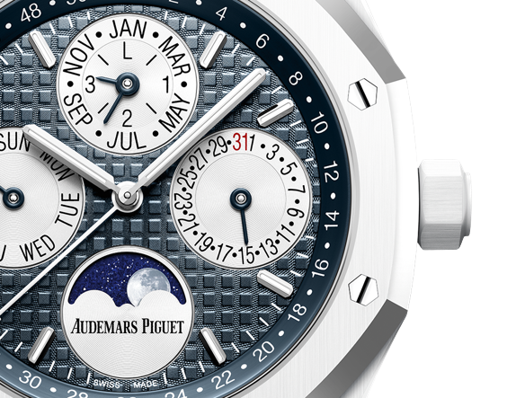 Audemars Piguet - Royal Oak - Perpetual Calendar and Moonphase - 41 MM - White Ceramic - 26579CB.OO.1225CB.01 nyc watcher nyc watches