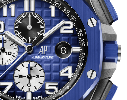 Audemars Piguet Royal Oak Offshore Black Ceramic Selfwinding Chronograph 44 MM - Blue Rubber Strap- Blue Dial - 26405CE.OO.A030CA.01