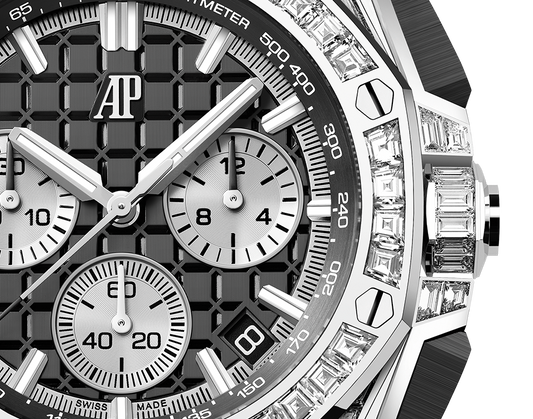 Audemars Piguet Royal Oak Offshore White Gold Diamond Selfwinding Chronograph 43 MM - Black Rubber Strap - Black Dial - 26425BC.ZZ.D002CA.01