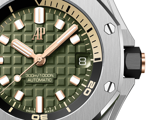 Audemars Piguet Royal Oak Offshore Stainless Steel Diver 42 MM - Khaki Green Rubber Strap - Khaki Green Dial - 15720ST.OO.A052CA.01
