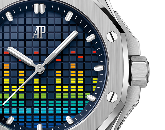 Audemars Piguet Royal Oak Offshore Titanium Selfwinding Music Edition 37 MM - Blue Rubber Strap - Blue Rainbow Dial - 77600TI.OO.A343CA.01