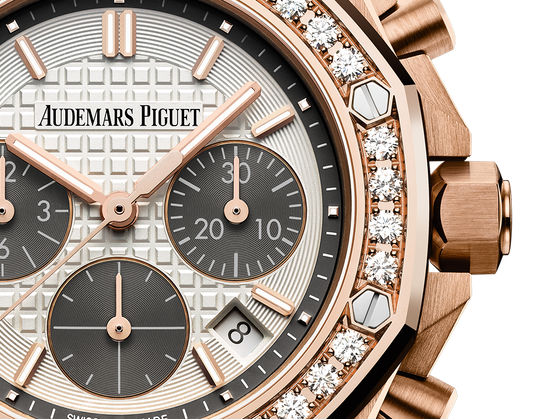 Audemars Piguet Royal Oak Offshore Pink Gold Selfwinding Chronograph 37 MM - Grey Rubber Strap - Silver Dial - 26231OR.ZZ.D003CA.01