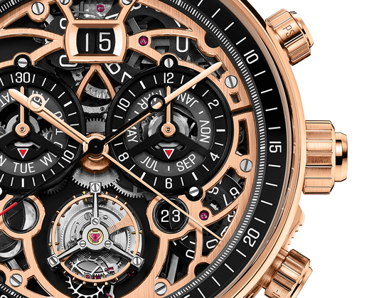 Audemars Piguet Code 11.59 Ultra Complication Universelle (RD#4) Pink Gold 42 MM - Black Leather Strap - Black Skeleton Dial - 26398OR.OO.D002CR.01