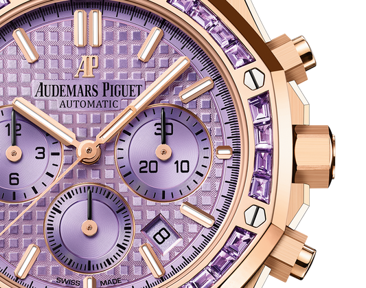 Audemars Piguet Royal Oak Pink Gold Selfwinding Chronograph 38 MM - Pink Gold Bracelet - Purple Dial - Purple Diamond Bezel - 26319OR.AY.1256OR.01