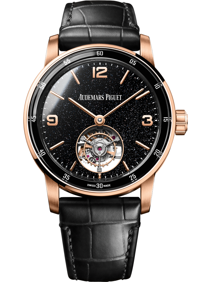 Audemars Piguet Code 11.59 Selfwinding Flying Tourbillon Pink Gold 41 MM - Black Leather Strap - Black Dial - Pink Gold Bezel - 26396OR.OO.D002CR.02