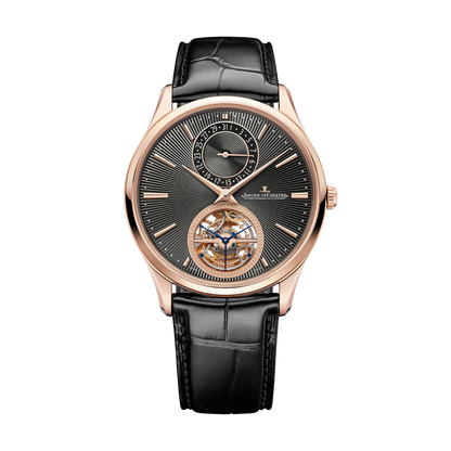 JLC - Master Ultra Thin Tourbillon Enamel - Limited Edition - 40 MM - Pìnk Gold - Anthracite Gray Guilloché Dial - Black Leather Strap - Q13224E2