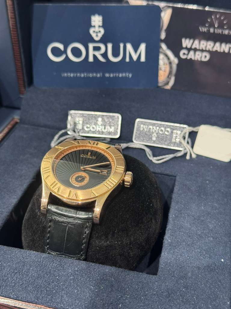 Corum Romvlvs - 41 MM Rose Gold - Black Dial - Black Leather Strap - 02.0002