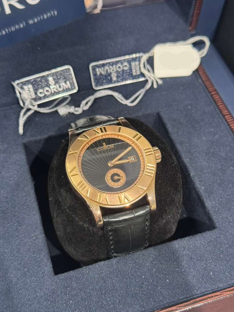 Corum Romvlvs - 41 MM Rose Gold - Black Dial - Black Leather Strap - 02.0002