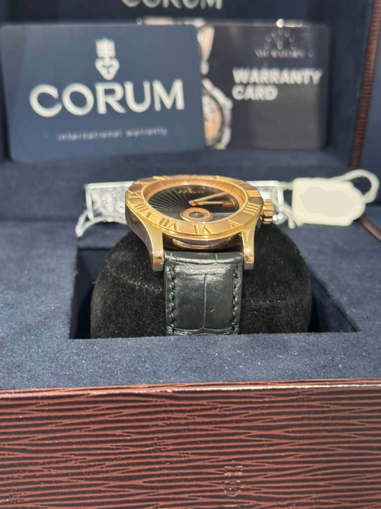 Corum Romvlvs - 41 MM Rose Gold - Black Dial - Black Leather Strap - 02.0002