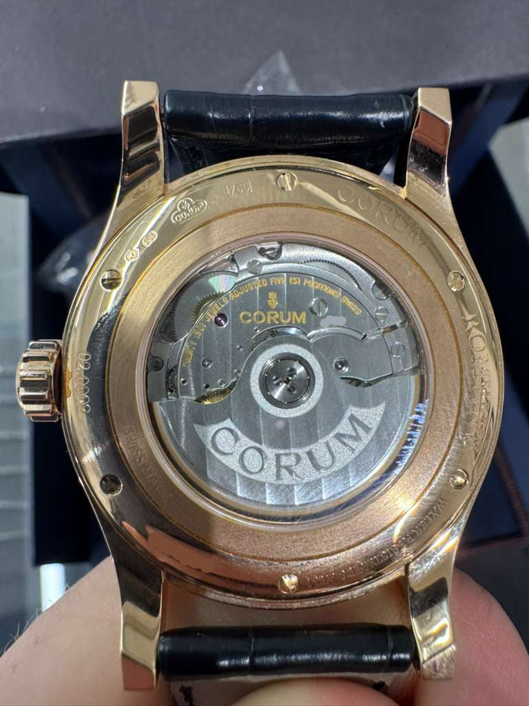 Corum Romvlvs - 41 MM Rose Gold - Black Dial - Black Leather Strap - 02.0002