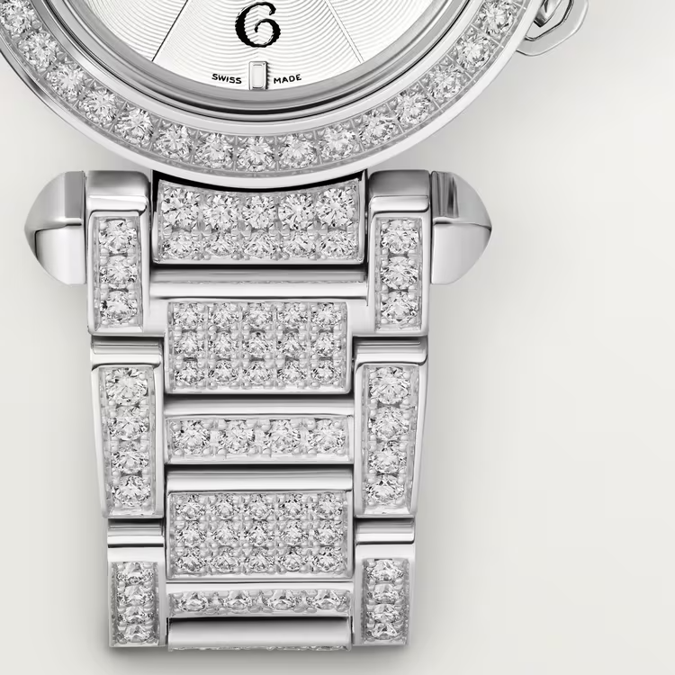 Cartier Pasha de Cartier White Gold 30 MM - White Gold Bracelet - Diamond Bezel - Opaline Flinqué Dial - WJPA0019