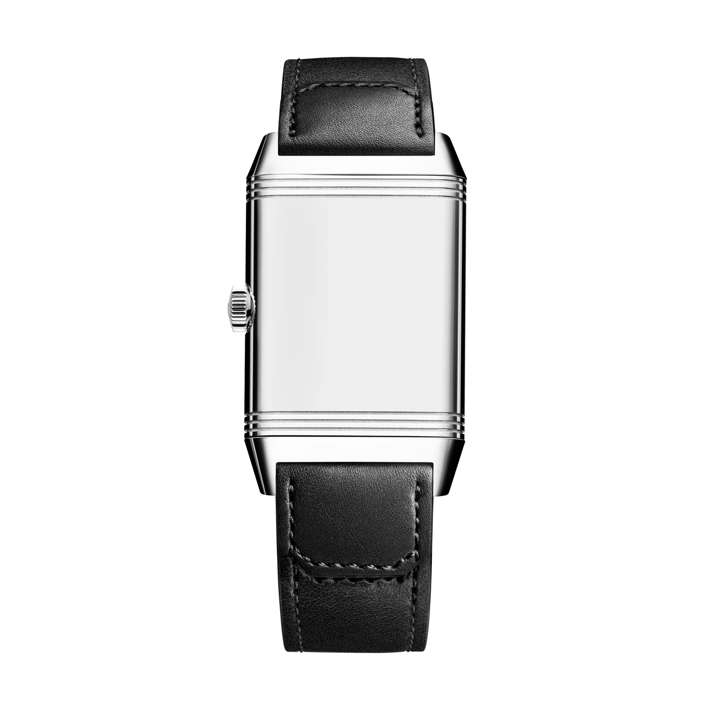 JLC - Reverso Classic Monoface Small Seconds - 45.6 MM x 27.4 MM - Stainless Steel - Silvered-Gray Guilloché Dial - Black Leather Strap - Q3858524