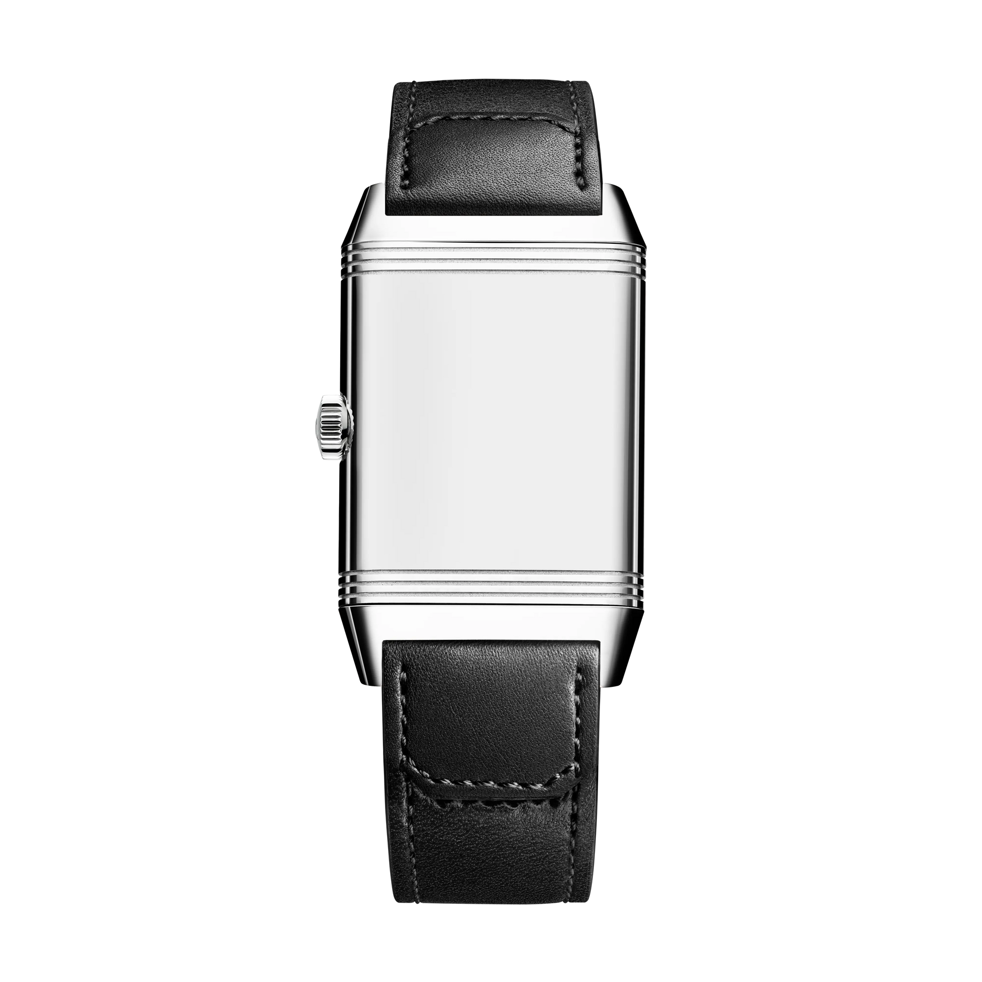 JLC - Reverso Classic Monoface Small Seconds - 45.6 MM x 27.4 MM - Stainless Steel - Silvered-Gray Guilloché Dial - Black Leather Strap - Q3858524