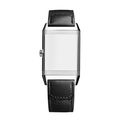 JLC - Reverso Classic Monoface Small Seconds - 45.6 MM x 27.4 MM - Stainless Steel - Silvered-Gray Guilloché Dial - Black Leather Strap - Q3858524