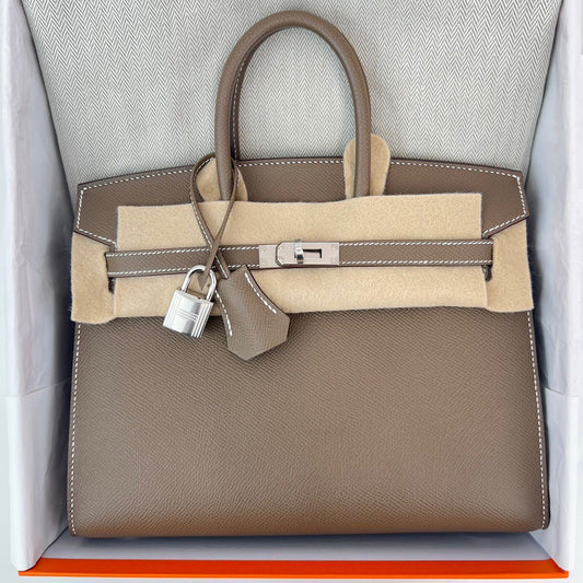 Hermès Birkin Sellier 25 - Etoupe Epsom - Palladium Hardware - B25EEPHW