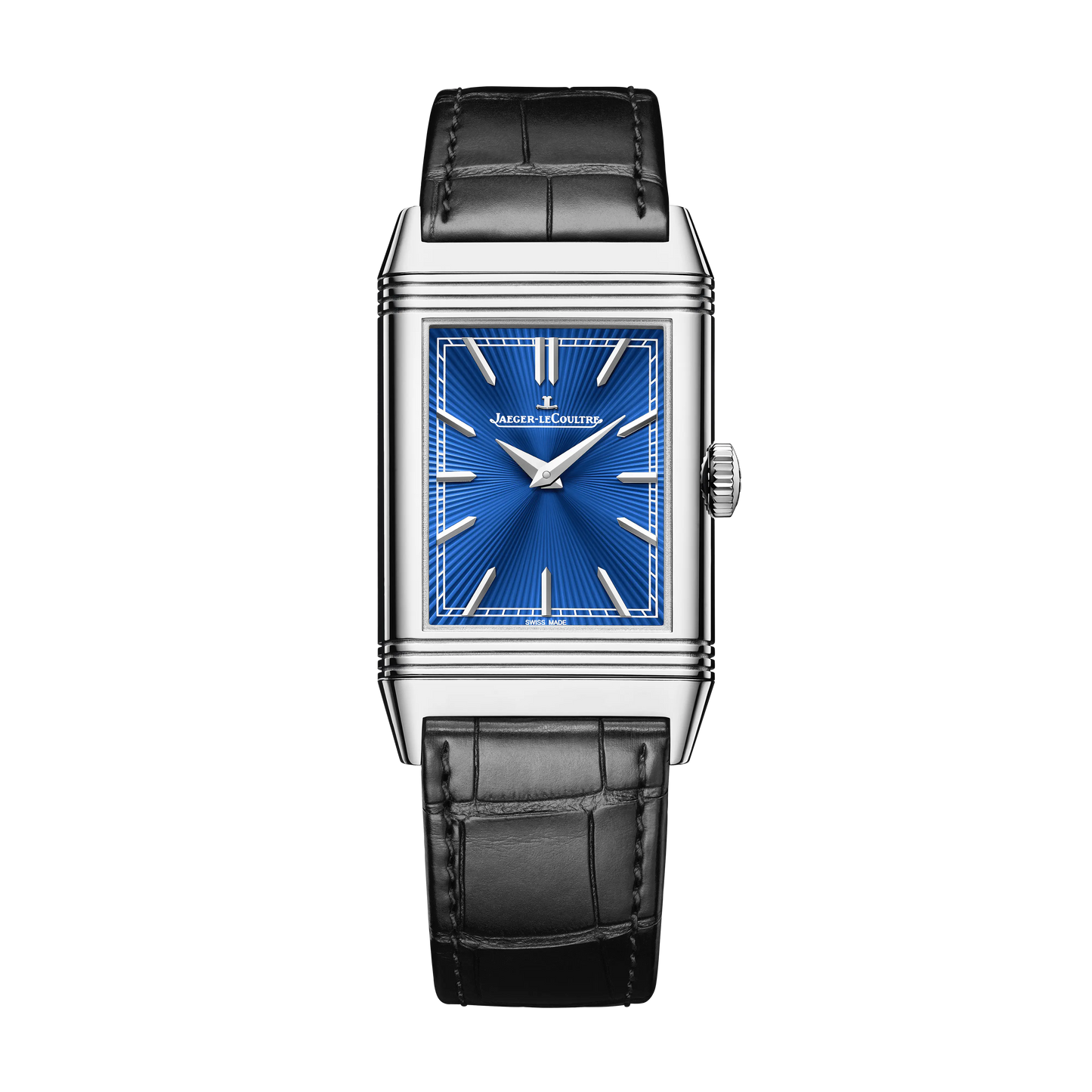 JLC - Reverso Tribute Siyavush Plays Polo - Limited Edition - 45.6 MM x 27.4 MM - White Gold - Midnight Blue Guilloché Enamel Dial - Black Leather Strap - Q39334S1