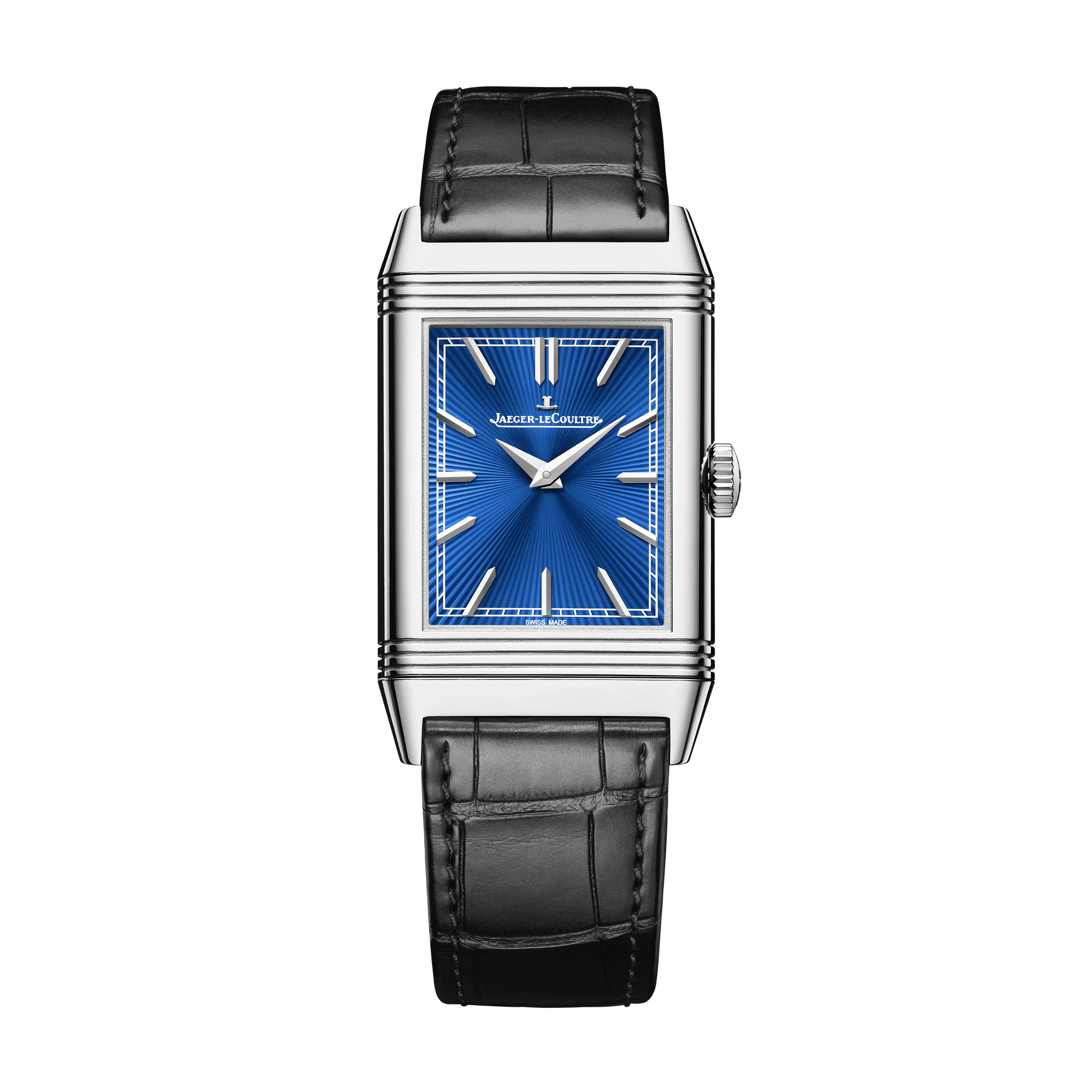JLC - Reverso Tribute Siyavush Plays Polo - Limited Edition - 45.6 MM x 27.4 MM - White Gold - Midnight Blue Guilloché Enamel Dial - Black Leather Strap - Q39334S1