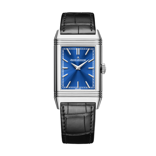 JLC - Reverso Tribute Siyavush Plays Polo - Limited Edition - 45.6 MM x 27.4 MM - White Gold - Midnight Blue Guilloché Enamel Dial - Black Leather Strap - Q39334S1