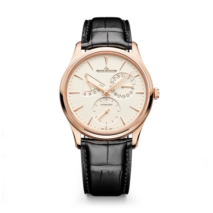 JLC - Master Ultra Thin Power Reserve - 39 MM - Pink Gold - Eggshell Beige Dial - Black Leather Strap - Q1372510