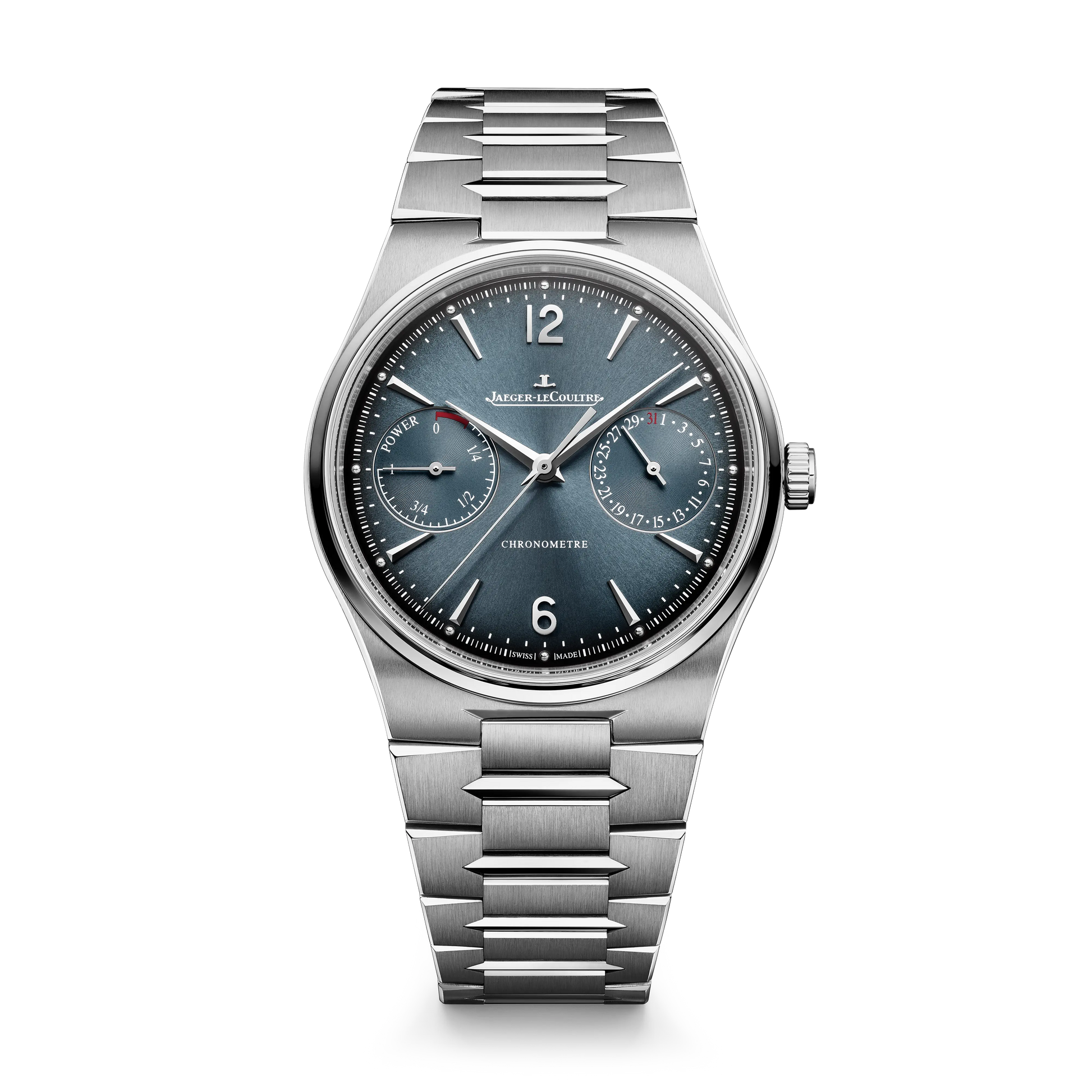 JLC - Master Control Chronometre Date Power Reserve - 39 MM - Stainless Steel - Blue Sunray-Brushed Dial - Stainless Steel Bracelet - Q4168120