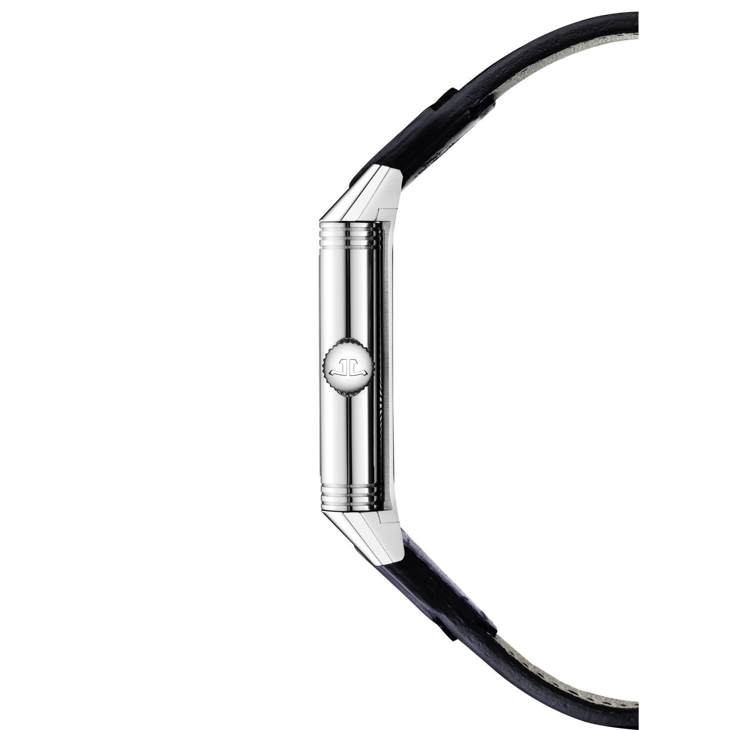 JLC - Reverso Tribute Monoface Small Seconds - 45.6 MM x 27.4 MM - Stainless Steel - Blue Dial - Blue Leather Strap - Q397848J