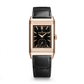 JLC - Reverso Tribute Monoface Small Seconds - 45.6 MM x 27.4 MM - Pink Gold - Black Dial - Black Leather/Canvas Strap - Q713257J