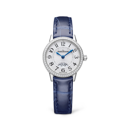 JLC - Rendez-Vous Date - 29 MM - Stainless Steel - Silvered-Gray Dial - Diamond Bezel - Blue Leather Strap - Q3408531