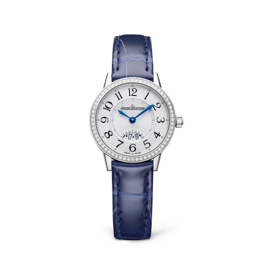 JLC - Rendez-Vous Date - 29 MM - Stainless Steel - Silvered-Gray Dial - Diamond Bezel - Blue Leather Strap - Q3408531