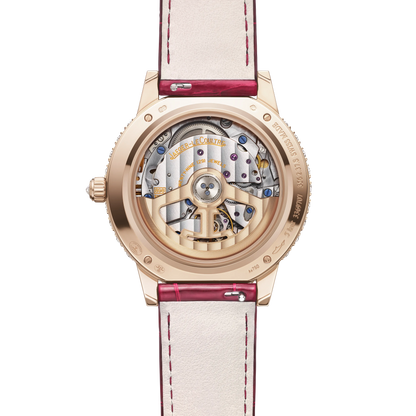 JLC - Rendez-Vous Dazzling Night & Day - 36 MM - Pink Gold - Pave Diamond Dial - Diamond Bezel - Red Leather Strap - Q3432472