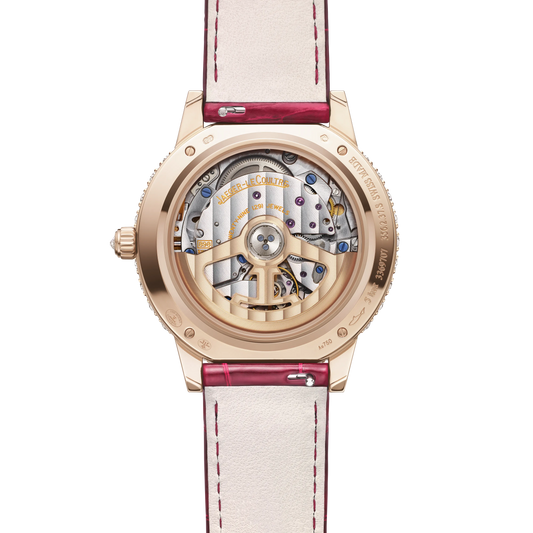 JLC - Rendez-Vous Dazzling Night & Day - 36 MM - Pink Gold - Pave Diamond Dial - Diamond Bezel - Red Leather Strap - Q3432472