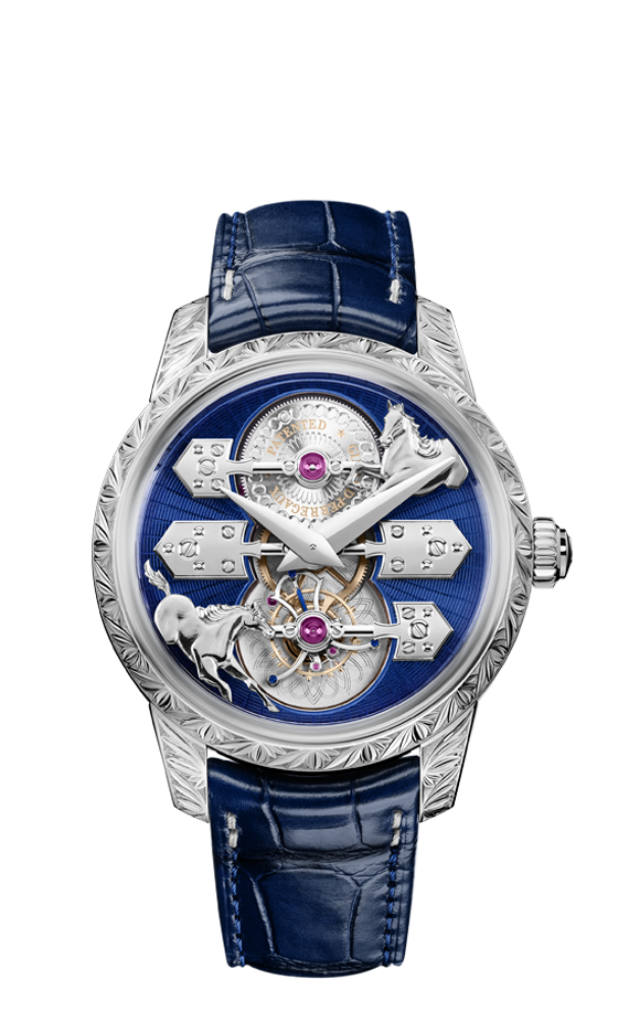 Girard-Perregaux La Esmeralda Tourbillon Stainless 43 MM - Blue Leather Strap - Blue Enamel Dial - 99274-53-3198-5CC