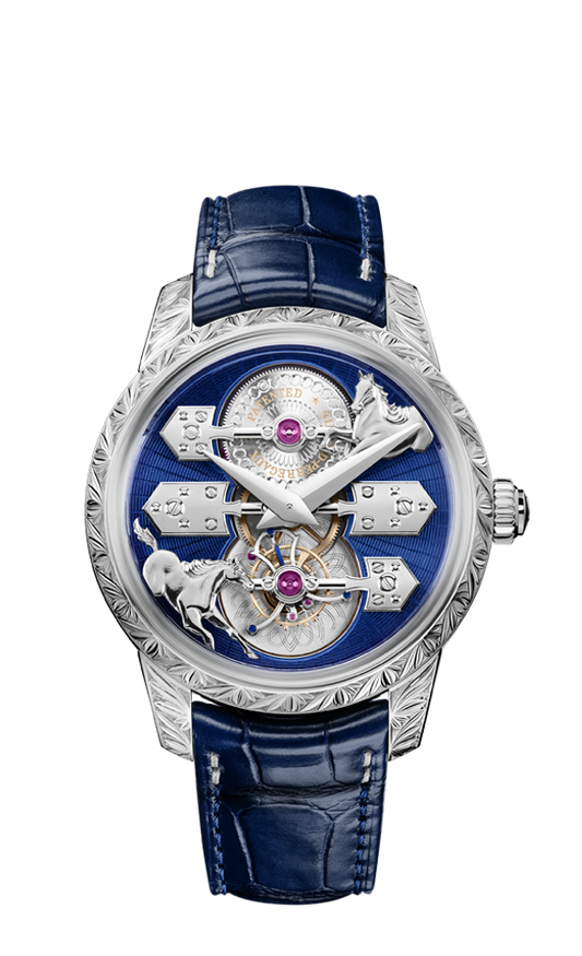 Girard-Perregaux La Esmeralda Tourbillon Stainless 43 MM - Blue Leather Strap - Blue Enamel Dial - 99274-53-3198-5CC