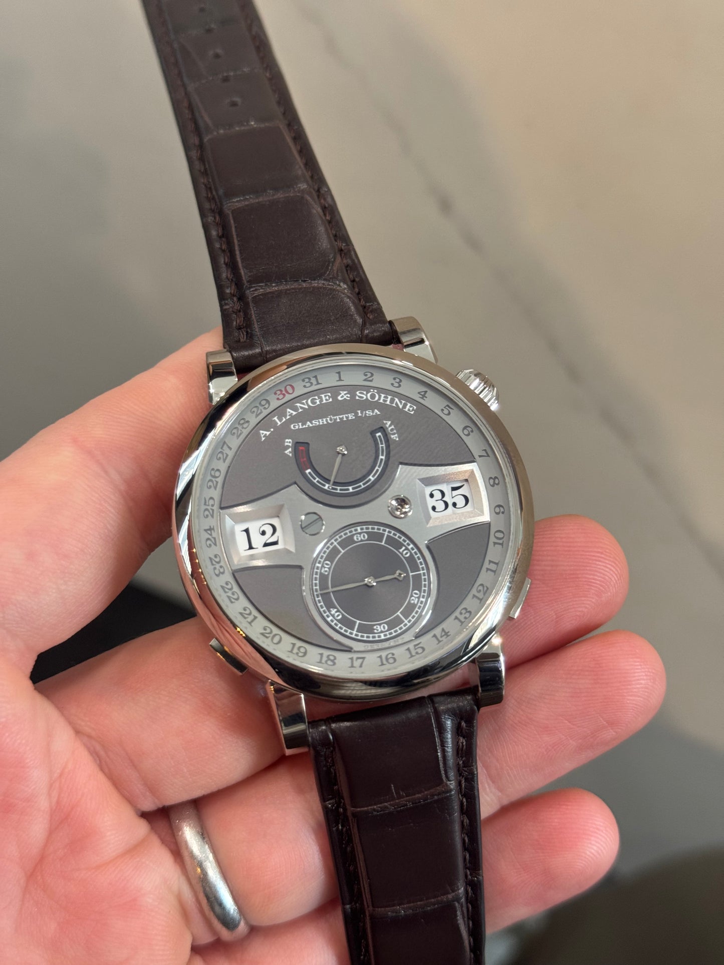 A.Lange & Söhne Zeitwerk - 44.2 MM - White Gold - Grey Dial - 148.038