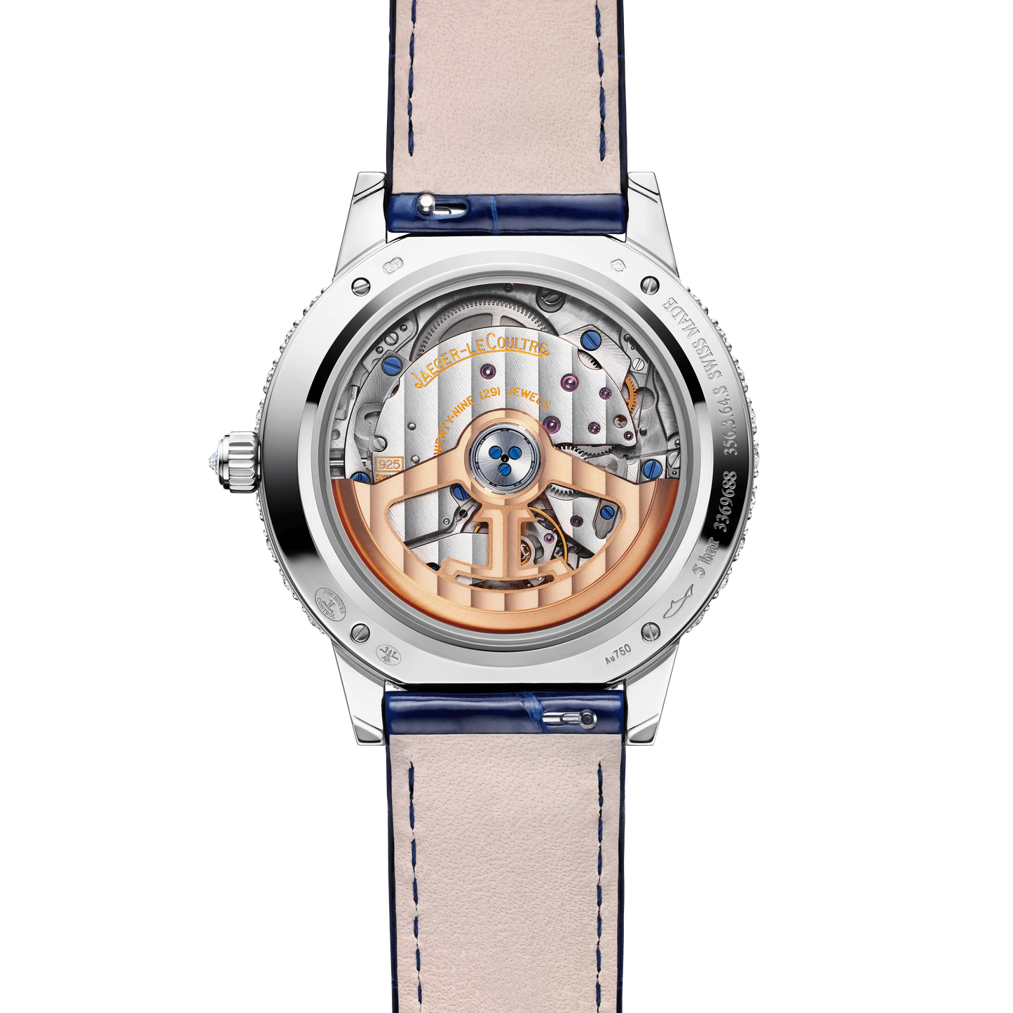 JLC - Rendez-Vous Dazzling Moon - 36 MM - White Gold - Mother-Of-Pearl Diamond-Set Dial - Diamond Bezel - Blue Leather Strap - Q3523570