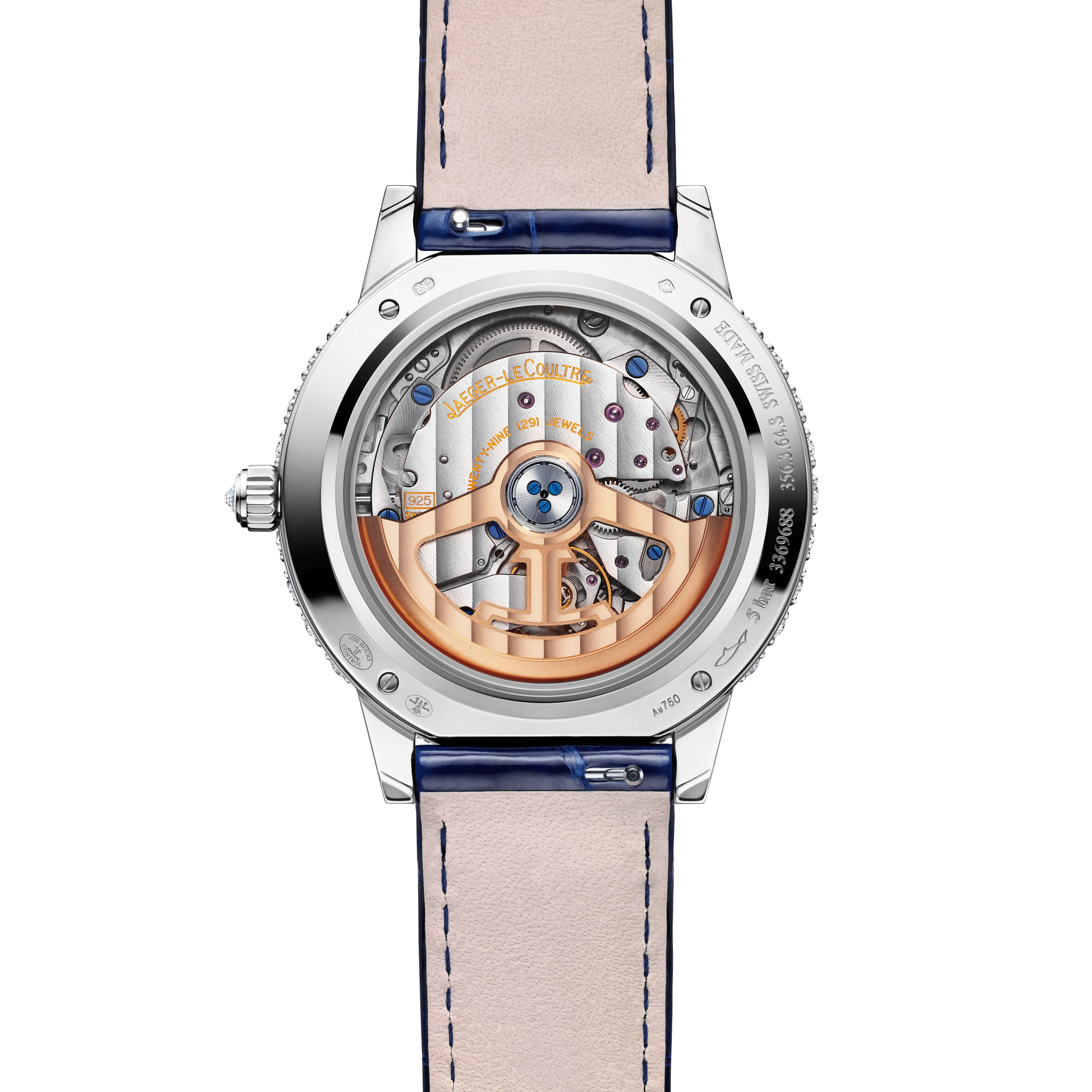 JLC - Rendez-Vous Dazzling Moon - 36 MM - White Gold - Mother-Of-Pearl Diamond-Set Dial - Diamond Bezel - Blue Leather Strap - Q3523570