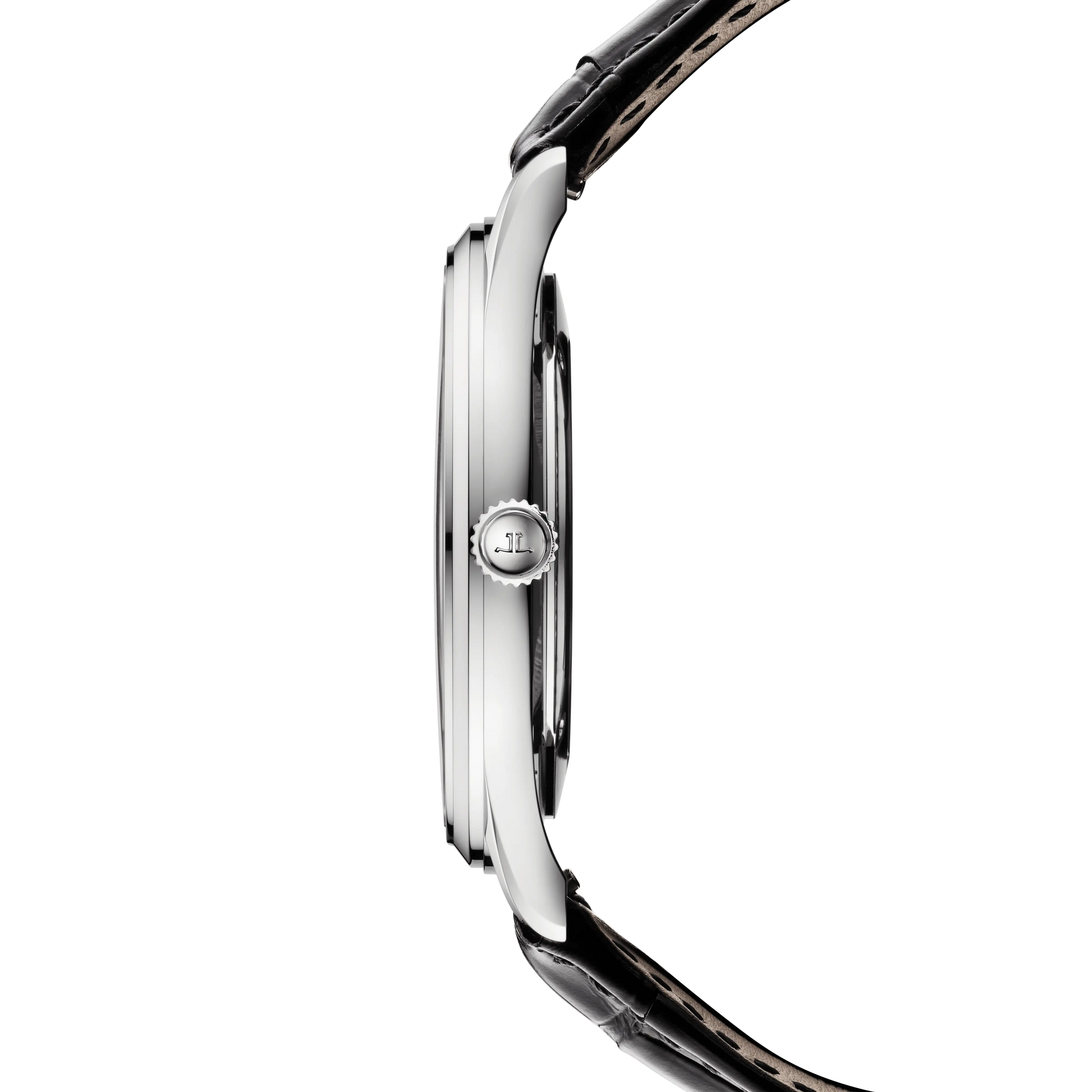 JLC - Master Ultra Thin Date - 39 MM - Stainless Steel - Silvered-Gray Dial - Black Leather Strap - Q1238421